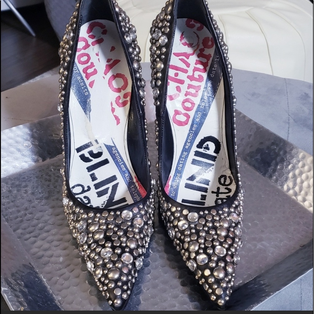 Versace Chaos Couture Leather Embellished Heels